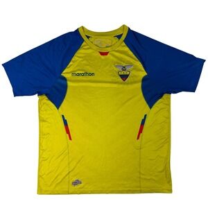Authentic Marathon Ecuador FEF Home Soccer Jersey Yellow Men's Size 3XL 2014-15